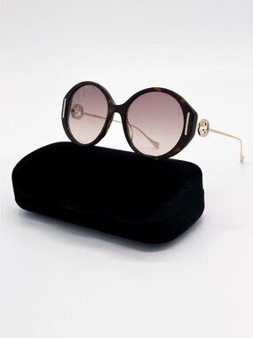 NEW GUCCI SUNGLASSES GG1202S 003 HAVANA/GOLD OVERSIZED WOMEN GUCCI EYEWEAR